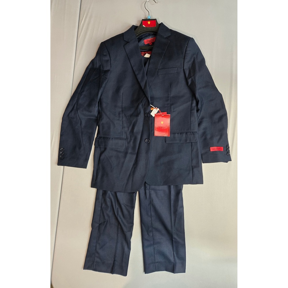 Gioberti Boys Navy Blue 3 Piece Formal Suit Set Blazer Vest Pants Size 12 14